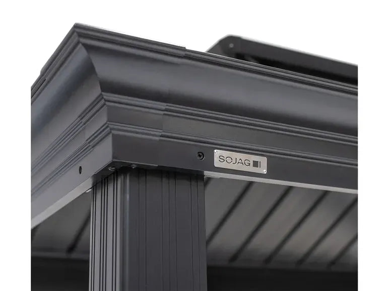 SOJAG Canada Cenador « Messina » de aluminio y acero, con estantes laterales y salida de humos