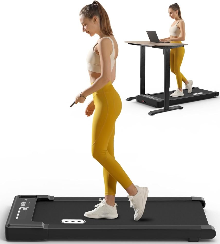 Redliro Walking Pad Cinta de andar compacta – Mando a distancia, pantalla LED, 1–6 km/h, ligera, para casa/oficina y escritorio de pie
