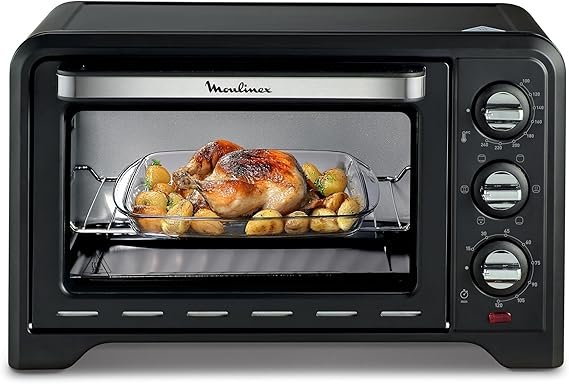 Moulinex Optimo OX444810 Mini horno eléctrico – 19 L, 6 modos, convección, termostato 240 °C, temporizador 120 min, grill y fritura, negro