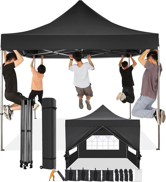 COBIZI Cenador plegable 3 × 3 m – Carpa pop-up impermeable, estable, resistente al invierno, protección UV, 4 paredes, bolsa de transporte con…