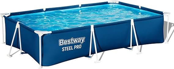 Piscina tubular rectangular 3,00 × 2,01 × 0,66 m con estructura de acero, azul, para jardín