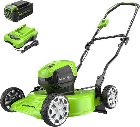 Greenworks Cortacésped inalámbrico 40 V 19 pulgadas – Modelo de empuje con motor sin escobillas, batería de 4,0 Ah y cargador