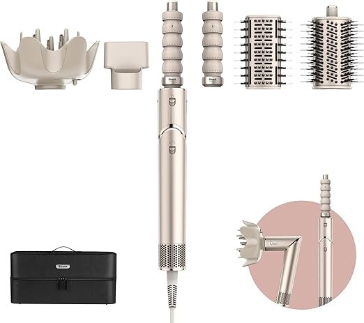 Shark Moldeador de aire caliente multifunción – Accesorios rizadores automáticos, cepillos y concentrador, peinado suave, todo tipo de cabello
