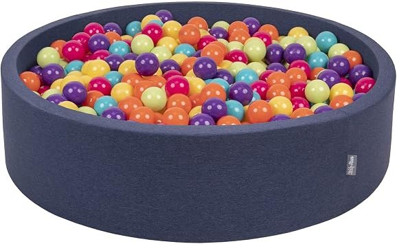 KiddyMoon Piscina de bolas redonda para bebé 120 × 30 cm con 200 bolas Ø 7 cm, color oscuro