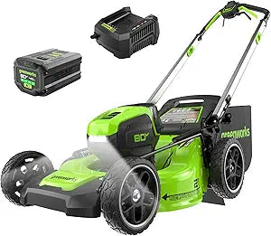 Greenworks Cortacésped inalámbrico 80 V 21 pulgadas – Motor sin escobillas, iluminación LED, batería 4,0 Ah y cargador rápido incluidos