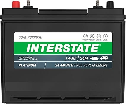 Interstate Batteries Batería marina/autocaravana 24M-AGM – 12 V 70 Ah, 750 CCA
