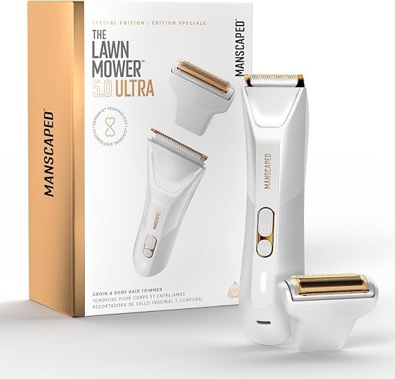 MANSCAPED The Lawn Mower 5.0 Ultra Recortadora corporal y zonas íntimas – Doble cabezal SkinSafe, impermeable, recargable por USB-C, estuche de…