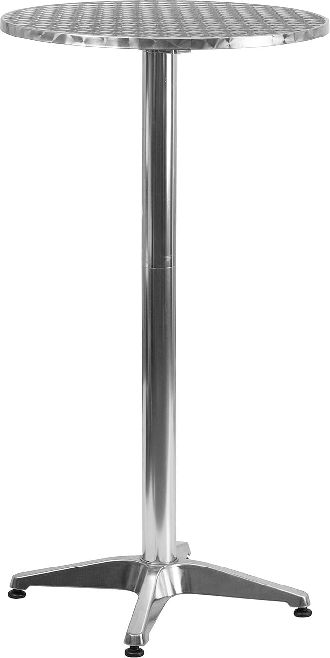 Flash Furniture Mesa de bar redonda de aluminio 23,2″ interior/exterior con tablero abatible