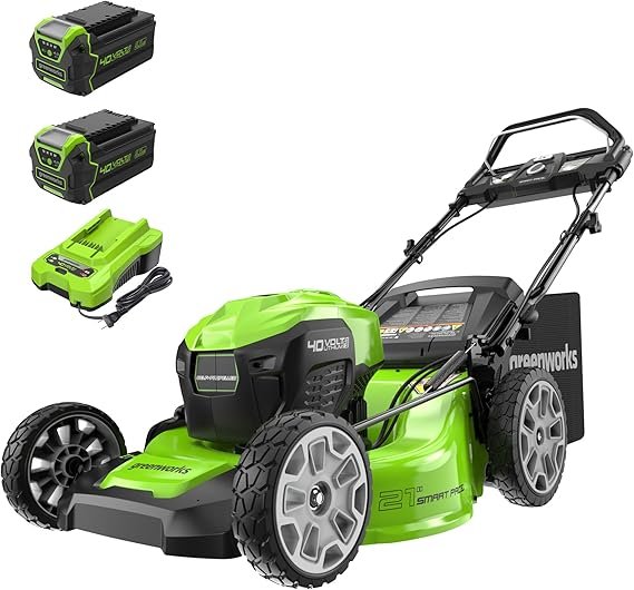 Greenworks Cortacésped inalámbrico 40 V 21 pulgadas autopropulsado – Motor sin escobillas, Smart Pace, 2 baterías 4,0 Ah y cargador incluidos