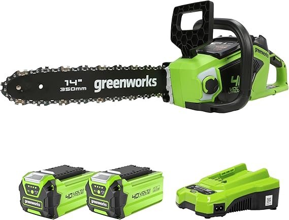 Greenworks Motosierra inalámbrica 40 V – Potente, para jardín, corte de madera y mantenimiento de árboles