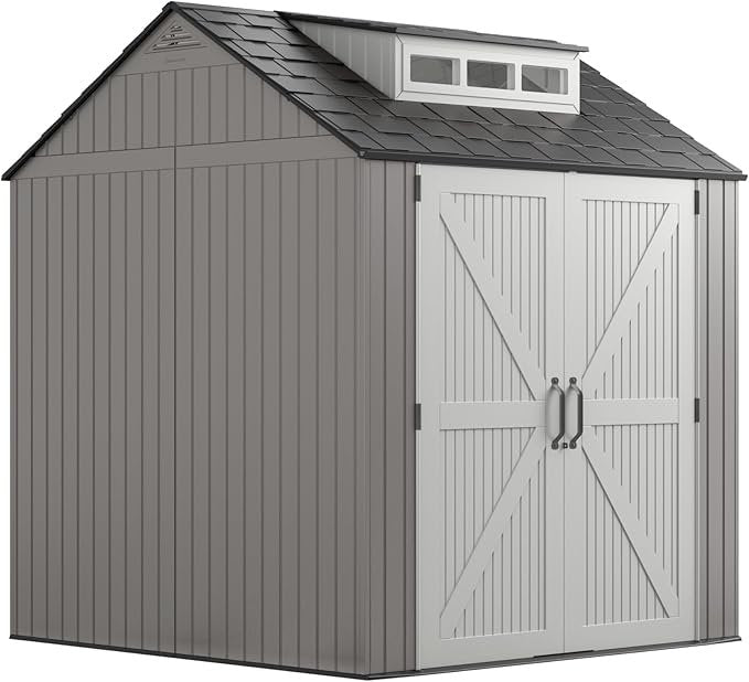 Rubbermaid Cobertizo de almacenamiento exterior de resina 7 × 7 pies