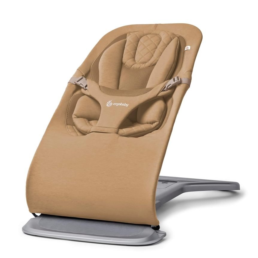 Ergobaby Evolve Bouncer 3 en 1 – Hamaca ergonómica de recién nacido a niño pequeño, crema