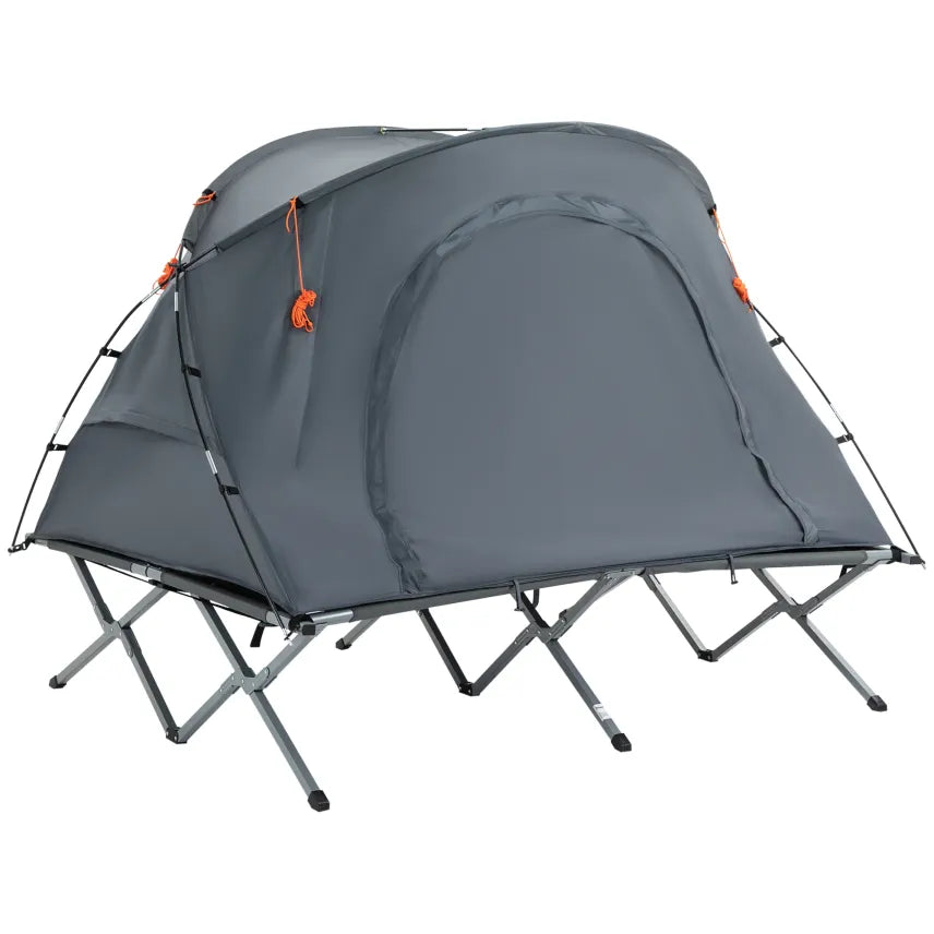 Outsunny Cama de camping con tienda y colchón hinchable para 2 personas – 200 × 146 × 159 cm, gris