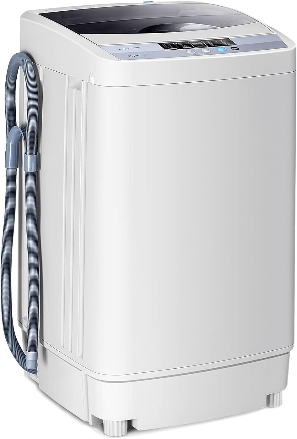 RELAX4LIFE Lavadora automática 4,5 kg – Bomba, centrifugado, carga superior, pantalla LED, 10 programas, 310/240 W, 50 × 50 × 85 cm, gris