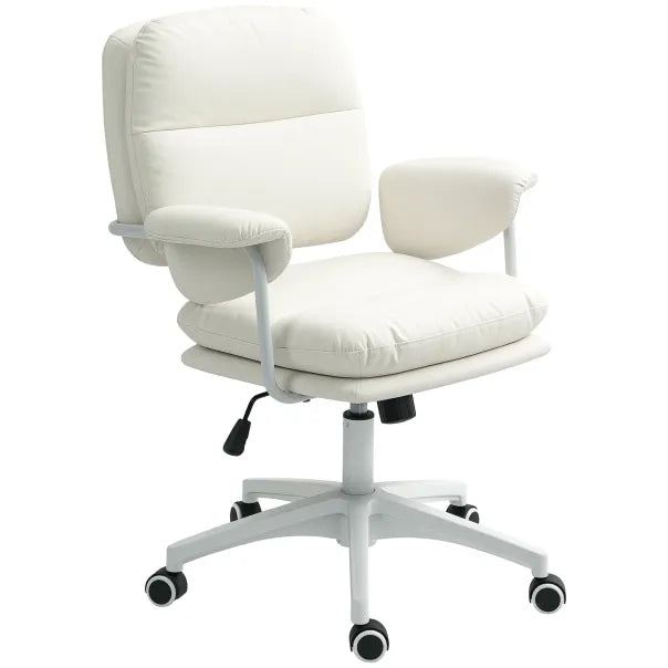 HOMCOM Silla de oficina reclinable con reposapiés – Blanco