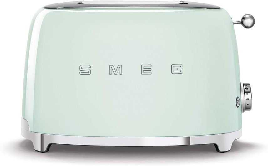 Smeg TSF01PGEU Tostadora 2 ranuras – 2 rebanadas, 6 niveles de tostado, recalentamiento, descongelación y bagel, bandeja recogemigas, 950 W, verde…