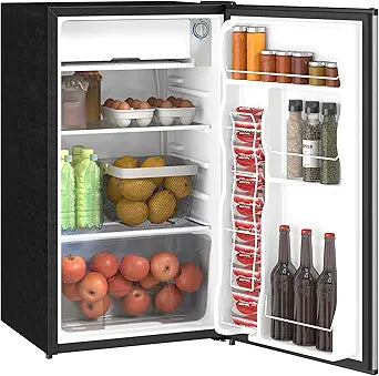 HOMCOM Mini frigorífico 91 L con compartimento congelador – Termostato, puerta reversible, plateado