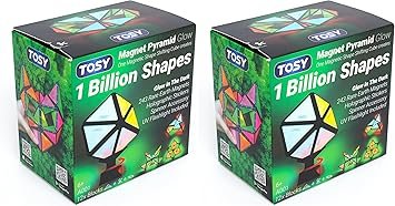 TOSY Pyramid Glow Magnet – Bloques de construcción magnéticos 12 piezas (lote de 2), 243 imanes, brillan en la oscuridad, juego STEM