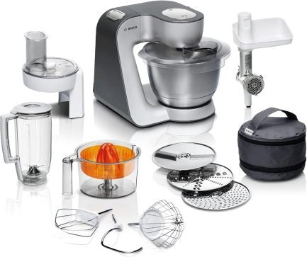 Bosch Serie 4 MUM56340 Robot de cocina – Bol 3,9 L, batidora 1,25 L, picadora de carne, exprimidor, movimiento planetario, accesorios de…