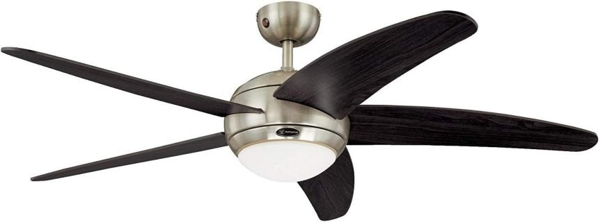 Ventilador de techo Bendan 72220 Ø 132 cm – Lámpara integrada, 5 aspas, cromo satinado y vidrio opalino