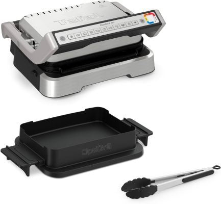 Tefal OptiGrill 4 en 1 GC776D10 – Grill de contacto con bandeja de cocción, apertura plana, 9 programas, indicador de cocción, grill y horno