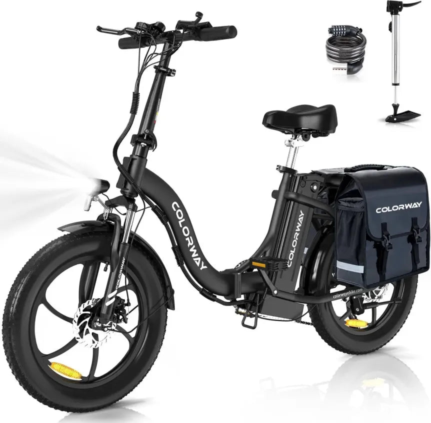 COLORWAY BK6S Bicicleta eléctrica plegable 350 W, batería 36 V 15 Ah, neumáticos 20 × 3,0 pulgadas
