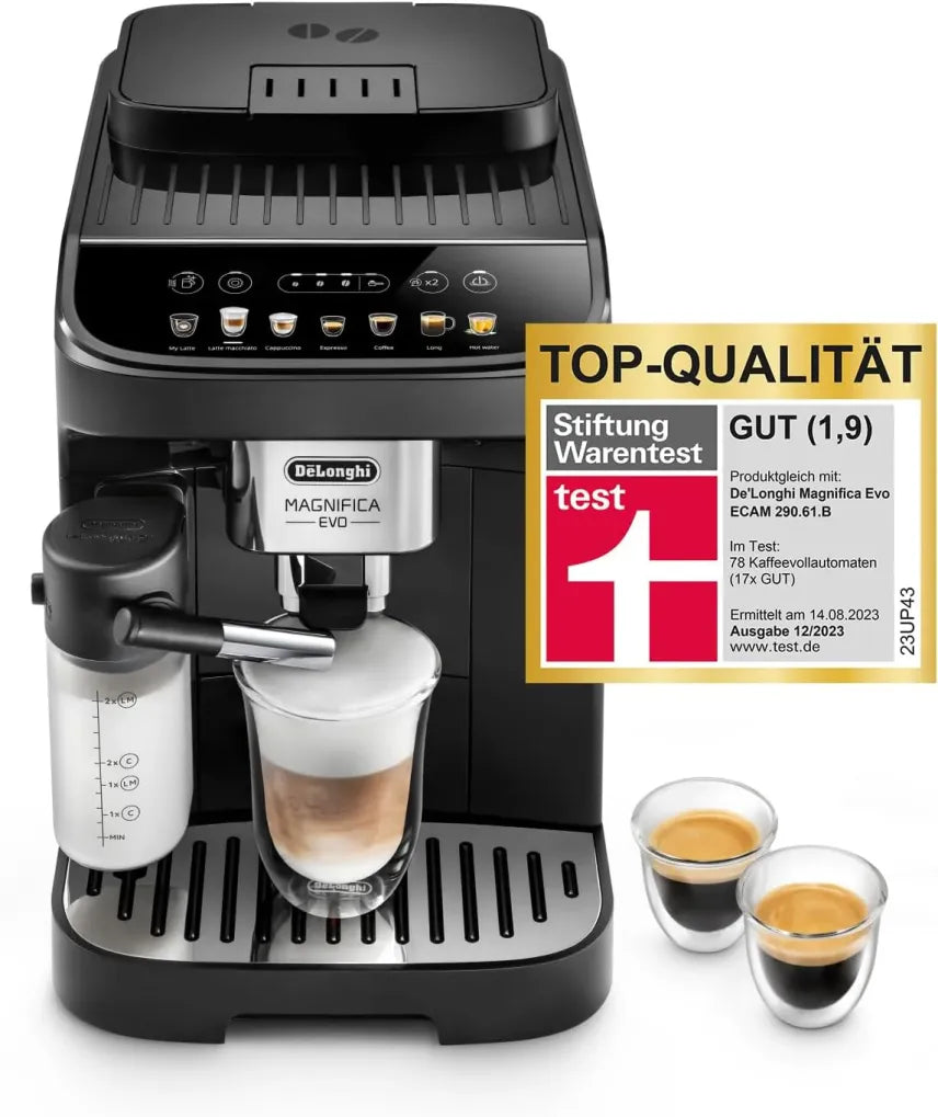 De'Longhi Magnifica Evo Next ECAM312.80.TB Cafetera automática con 13 bebidas (cappuccino, espresso, latte macchiato), pantalla TFT a color de 2,4…