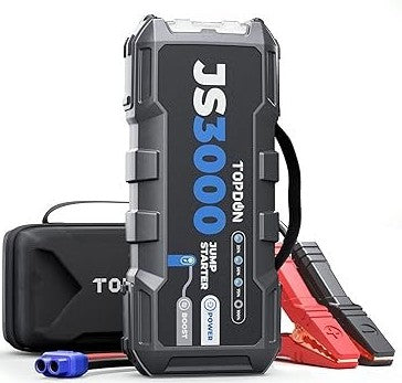 TOPDON JS3000 Arrancador de batería 3000 A – Batería externa 24.000 mAh para motores gasolina de hasta 9 L y diésel de hasta 7 L, carga rápida…