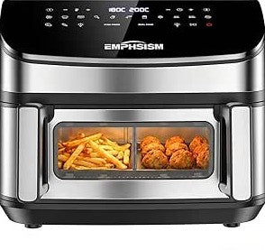 Airfryer 12 L doble zona 2600 W – Freidora de aire XXL de 2 compartimentos, 13 en 1, calor superior e inferior, ventanas e iluminación, uso…