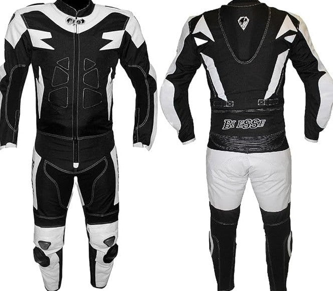 BI ESSE Traje de moto para hombre 2 piezas – Cuero y textil, chaqueta y pantalón separables, regulable y transpirable, touring/racing