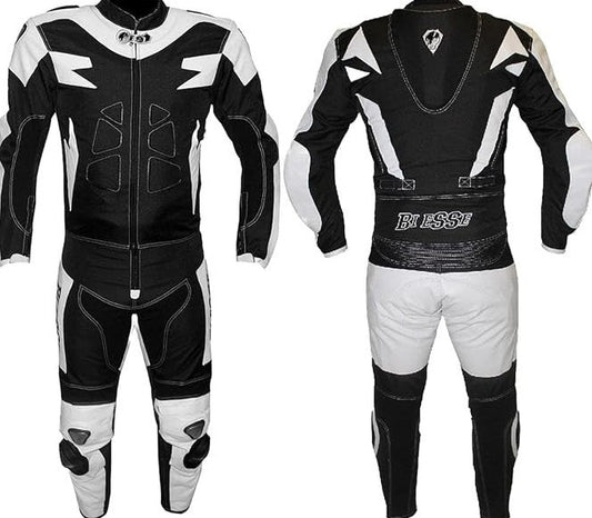 BI ESSE Traje de moto para hombre 2 piezas – Cuero y textil, chaqueta y pantalón separables, regulable y transpirable, touring/racing