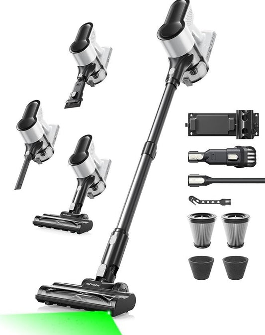 VACTechPro F02 Lite Aspirador inalámbrico 550 W – Succión 50 kPa, sistema de filtración de 8 niveles, se mantiene de pie solo