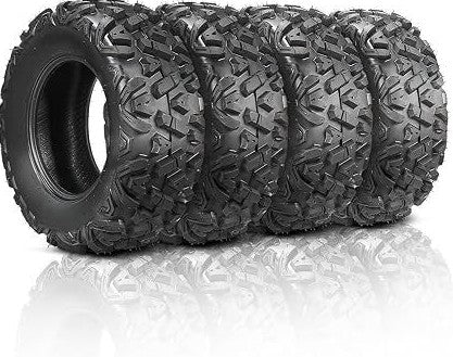 TUFFIOM Juego de 4 neumáticos todoterreno ATV/UTV – 25×8-12 delanteros y 25×10-12 traseros