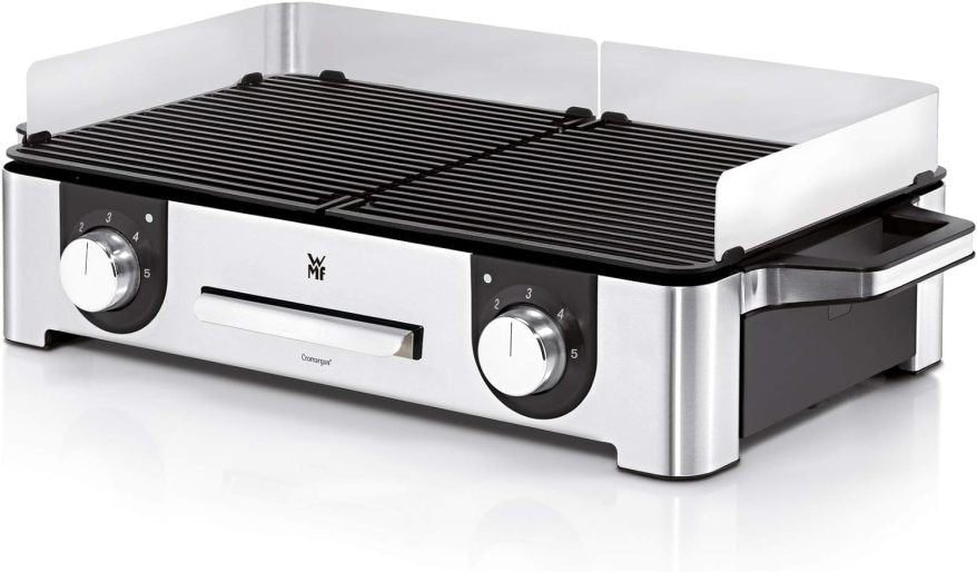 WMF Lono Master-Grill Barbacoa eléctrica 50 × 28 cm – Grill de mesa con paravientos y bandeja recogegotas, certificado para exterior, 2 zonas…