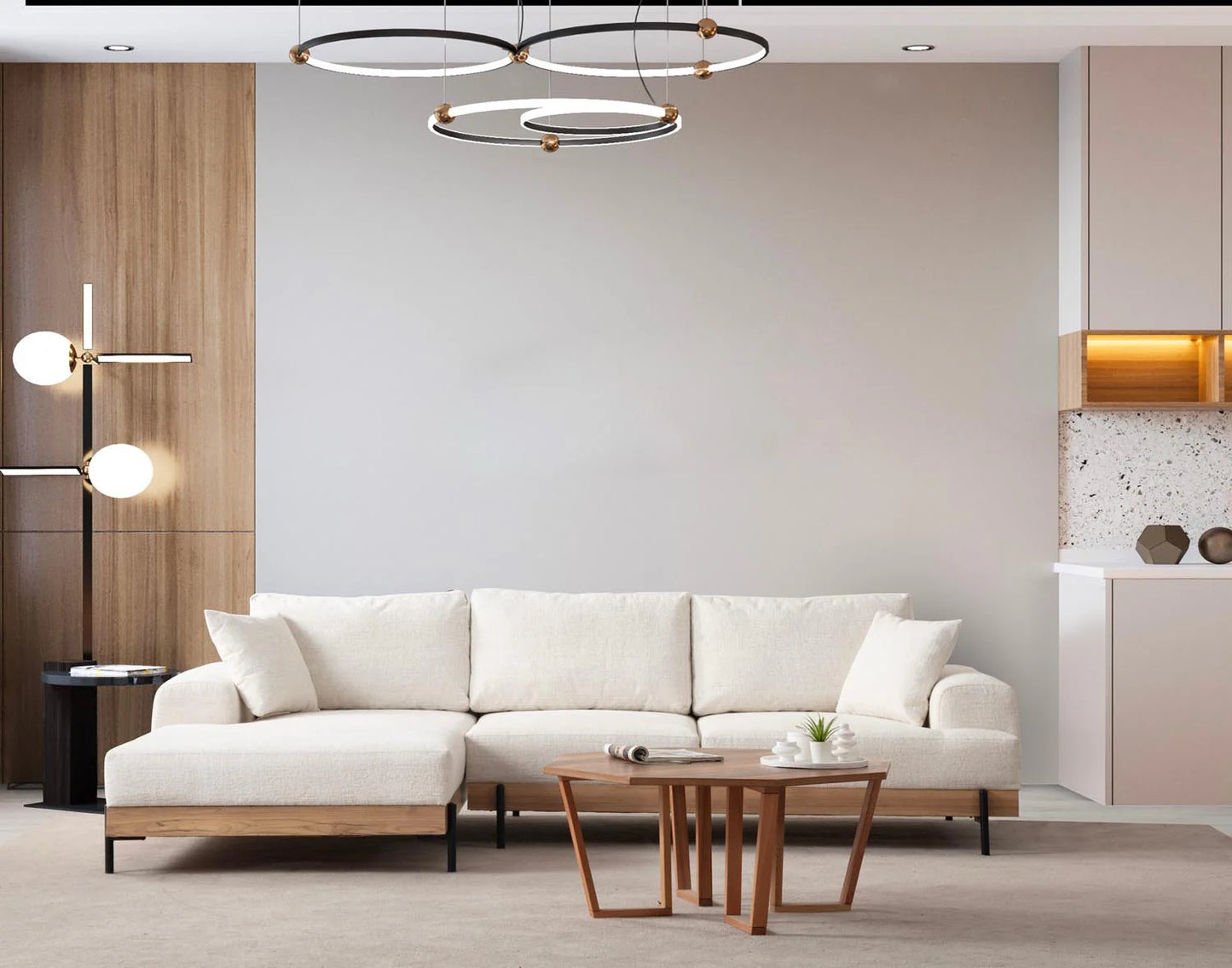 Sofá esquinero izquierdo Eti Oak – Blanco
