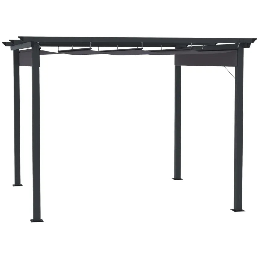 Outsunny Pérgola 2,95 × 2,95 m con techo deslizante – Gris