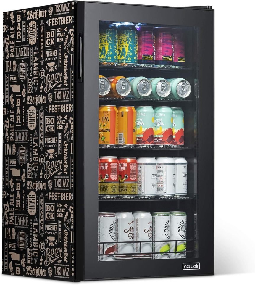 Frigorífico para bebidas con puerta de cristal – Mini frigorífico de libre instalación para 126 latas, cerveza, vino y bebidas frías