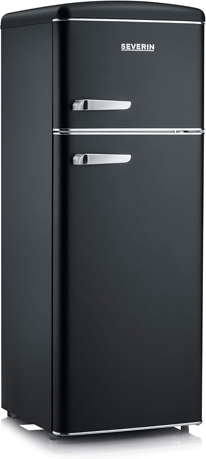 SEVERIN RKG 8933 Frigorífico-congelador retro 206 L – 4 estantes regulables, gran cajón para verduras, formato compacto, crema