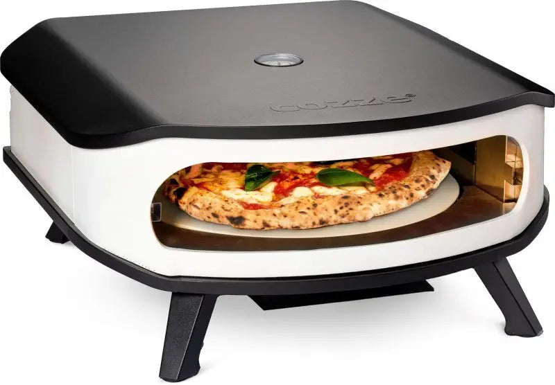 COZZE Horno de pizza a gas 42,5 cm (17 pulgadas) – Piedra giratoria y escudo térmico para pizzas crujientes
