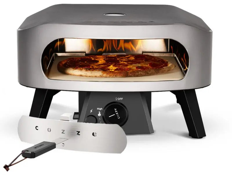 COZZE Horno de pizza a gas CLASSIC 34 cm (13 pulgadas) – Horno compacto de exterior con escudo térmico para resultados crujientes