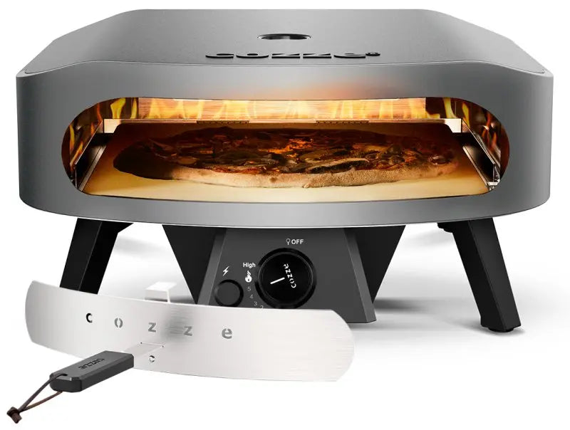 COZZE Horno de pizza a gas CLASSIC 42,5 cm (17 pulgadas) – Potente horno de exterior con escudo térmico para resultados crujientes