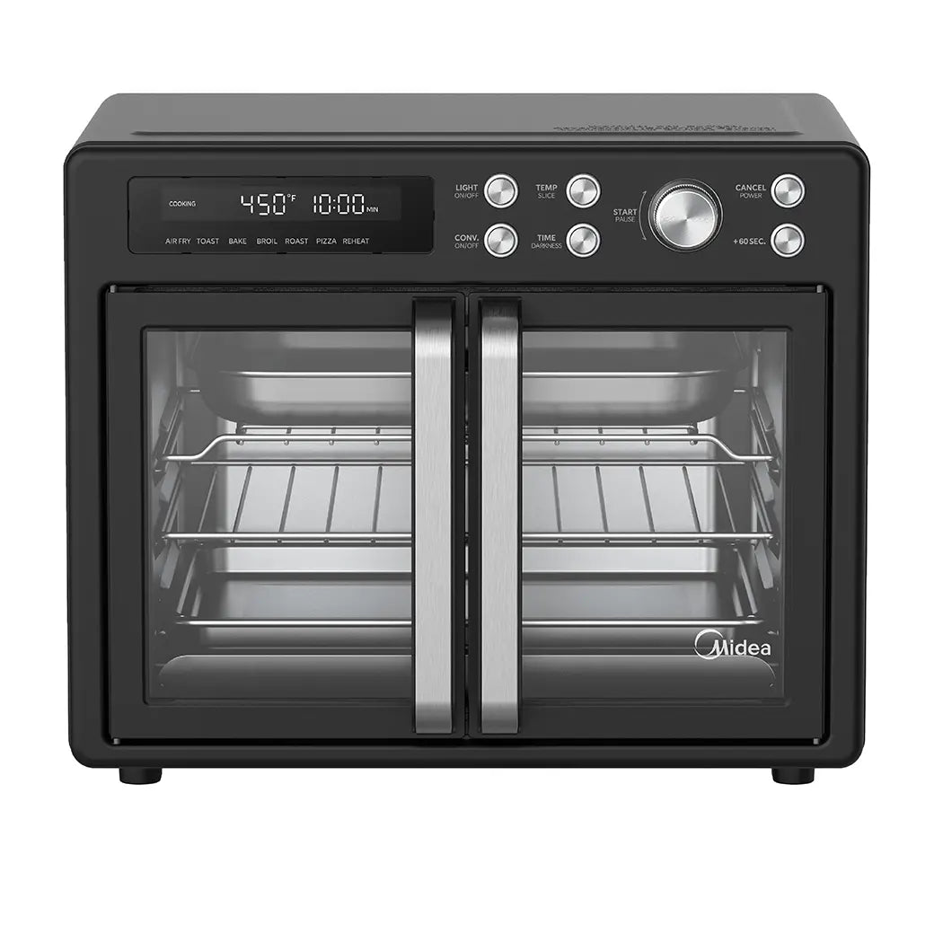 Midea Flexify French Door Airfryer Horno – Freidora de aire multifunción de doble puerta, 10 en 1, gran capacidad, negra