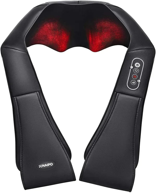 NAIPO Masajeador shiatsu para cuello, espalda y hombros – Calor infrarrojo, con cable, último modelo