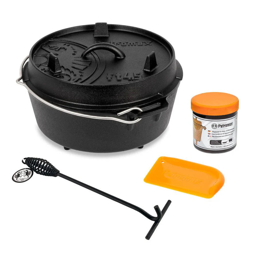 Dutch Oven FT4.5 Kit de inicio – Olla de hierro fundido 4 L para cocina exterior, barbacoa y camping