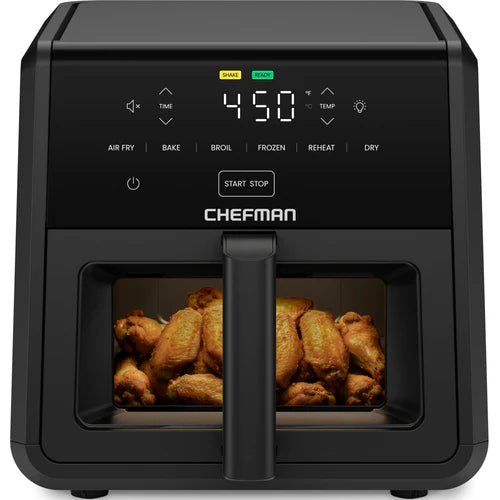 Chefman TurboFry Airfryer 9 qt – Freidora de aire grande, negra