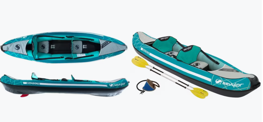 Sevylor Tahaa Kit kayak – Kayak inflable de 2 plazas con remo para aguas tranquilas