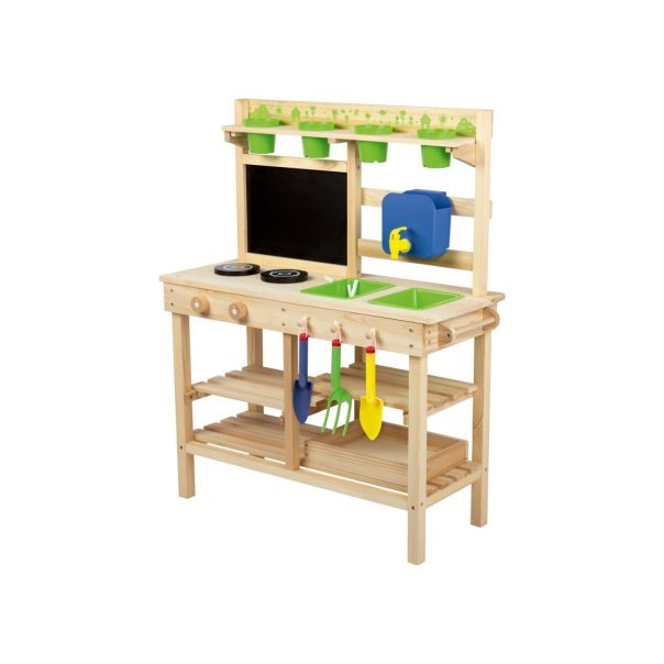 Playtive Cocina exterior infantil de madera maciza – Construcción estable, artículo de segunda selección, muy buen estado
