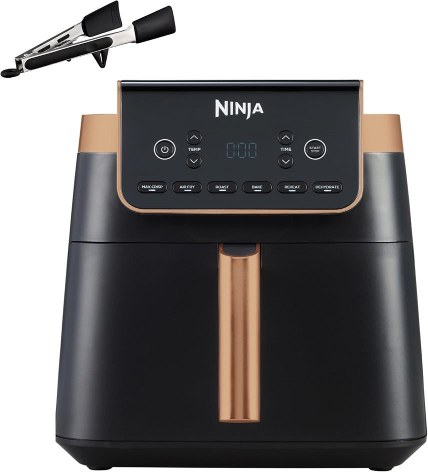 Ninja MAX PRO Airfryer AF180EUCP 6,2 L – Sin aceite, cajón grande, asado, horneado, Air Fry, antiadherente, cesta y rejilla Crisper aptas para…