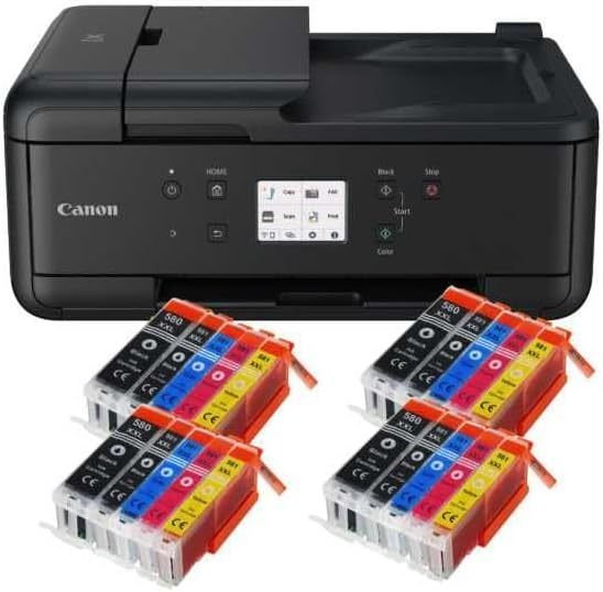 IC-Office TR7650 Impresora multifunción de inyección de tinta a color 4 en 1 (impresión, copia, escaneo, fax, ADF, Wi-Fi, AirPrint), negra + 10…