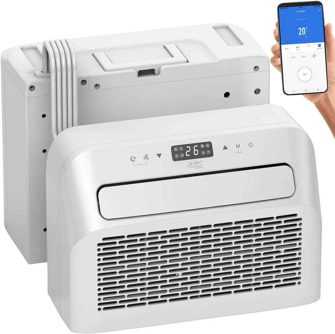Sichler Aire acondicionado split portátil 5000 BTU/h – Deshumidificación, Wi-Fi y aplicación, para caravana y mini-split